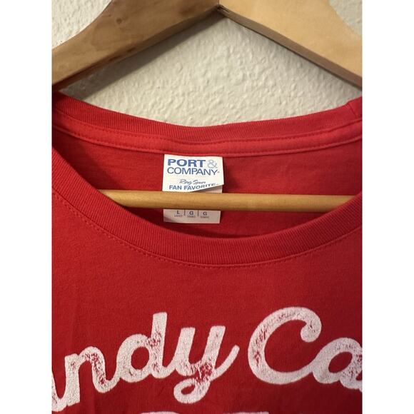 Christmas Candy Cane Heart Holiday Family Matching PJ Shirt Red Women Sz L - Picture 2 of 4